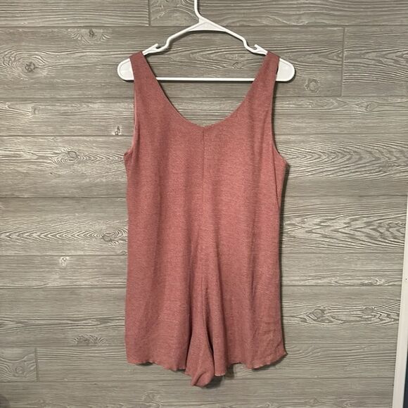 Kori Womens medium sweater knit button romper mauve color - Picture 6 of 9